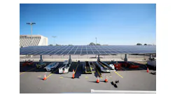 Installed by Cherry Street Energy in 2021, solar panels are seen at Signature Flight Support at Hartsfield-Jackson Atlanta International Airport on Thursday, Sep. 7, 2023. The city of Atlanta plans to contract Cherry Street Energy to install solar panels to help power airport buildings.