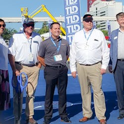 Present at the International GSE Expo ribbon cutting were Endeavor Business Media representatives along with IAEMA board members. Bill Baumann, Endeavor Business Media Aviation Group publisher, delivered opening remarks with IAEMA Board Chair Jennifer Matasy cutting the ribbon.