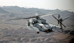 A U.S. Marine Corps CH-53K King Stallion with Marine Heavy Helicopter Squadron (HMH) 461, Marine Aircraft Group 29, 2nd Marine Aircraft Wing, during a training exercise on April 13, 2023.