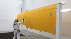 A wing is painted in the newly inaugurated facility at the Kodiak aircraft production site in Sandpoint, Idaho. A wing is painted in the newly inaugurated facility at the Kodiak aircraft production site in Sandpoint, Idaho.