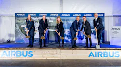 Groundbreaking ceremony for the new Airbus A400M Support Centre Wunstorf (from left): Lieutenant General Ingo Gerhartz, Chief of the German Air Force; Stephan Weil, Minister President of Lower Saxony; Siemtje Möller, Parliamentary State Secretary to the Federal Minister of Defence; Michael Schöllhorn, CEO Airbus Defence and Space; Ralph Herzog, Vice President of the Federal Office of Bundeswehr Equipment, Information Technology and In-Service Support (BAAINBw); and Carsten Piellusch, Mayor of Wunstorf.