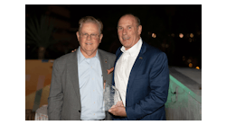 ACI-NA President and CEO Kevin M. Burke (L) presented MAC Executive Director and CEO Brian Ryks with the ACI-NA Excellence in Visionary Leadership Award on Oct. 2, 2023.