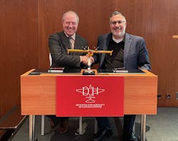 Marc Bouliane, Universal Avionics Vice-President Business Development, Marketing and Services and Jean-Philippe Côté, De Havilland Canada Vice-President of Programs and Business Improvement in Athens, Greece. Marc Bouliane, Universal Avionics Vice-President Business Development, Marketing and Services and Jean-Philippe Côté, De Havilland Canada Vice-President of Programs and Business Improvement in Athens, Greece.