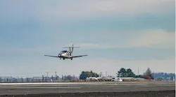 The Switchblade flying car coming in for landing after achieving its first flight. The maiden flight was achieved above Washington State at the Moses Lake/Grant County Airport with veteran test pilot Robert Moehle. The Switchblade flew to an elevation of 500 feet and was airborne for 6 minutes.