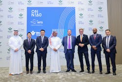 Pictured, from left, Marwan Niazi (VP Commercial, Saudia Cargo), Thomas Yu (Senior Director, Global Hub Operations and Product Development, Cainiao Group), Eric Xu (VP of Cainiao Group), Eng. Loay Mashabi (Managing Director, Saudia Cargo), John Batten (CEO EMEAA, WFS/SATS), Teddy Zebtiz (CEO, Saudia Cargo), Mohanned Badri (VP Operations, Saudia Cargo), Assaad Sfeir (Key Account Director, Group Commercial, WFS/SATS). Pictured, from left, Marwan Niazi (VP Commercial, Saudia Cargo), Thomas Yu (Senior Director, Global Hub Operations and Product Development, Cainiao Group), Eric Xu (VP of Cainiao Group), Eng. Loay Mashabi (Managing Director, Saudia Cargo), John Batten (CEO EMEAA, WFS/SATS), Teddy Zebtiz (CEO, Saudia Cargo), Mohanned Badri (VP Operations, Saudia Cargo), Assaad Sfeir (Key Account Director, Group Commercial, WFS/SATS).