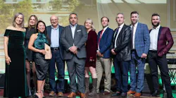 LAWA’s Deputy Executive Director for Shared Services, Crystal Lee, accepts USGBC-LA’s Energy and Operational Carbon Design Merit award for LAX’s ConRAC Facility alongside members of the project team. Photo by Ling Luo.