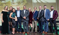 LAWA’s Deputy Executive Director for Shared Services, Crystal Lee, accepts USGBC-LA’s Energy and Operational Carbon Design Merit award for LAX’s ConRAC Facility alongside members of the project team. Photo by Ling Luo. LAWA’s Deputy Executive Director for Shared Services, Crystal Lee, accepts USGBC-LA’s Energy and Operational Carbon Design Merit award for LAX’s ConRAC Facility alongside members of the project team. Photo by Ling Luo.