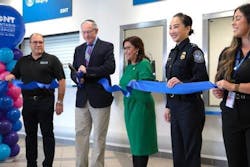 OIAA Commissioner Curt Hagman (second from left), OIAA Board President Alan Wapner (center left), Congresswoman Norma Torres (center right) and Cheryl M. Davies, CBP Director of Field Operations, cut the ribbon to ONT&apos;s new Global Entry Enrollment Center.