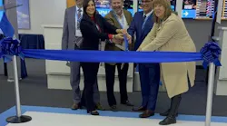 Pictured at the NTO pre-production center ribbon cutting ceremony, left to right: Dave Rellinger, Vice President, US Branches, Schneider Electric; Luna Katbah, Director Airport Systems, NTO; Jim Durkin, Executive Vice President, Tishman Construction; Anthony Natale, Sales Vice President North America, SITA; Faith Varwig, Managing Principal, Faith Group.