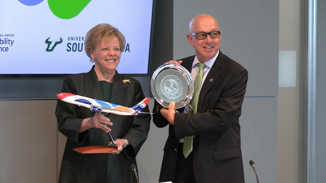 On Tuesday, Jan. 16, TPA CEO Joe Lopano and USF President Rhea Law signed a memorandum of understanding between the Hillsborough County Aviation Authority, which oversees TPA and the county&rsquo;s three public general aviation airports, and the public university.