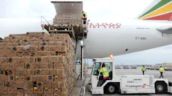 Swissport unloading flowers at Brussels Airport
