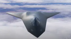 This is a rendering of a future crewed next-generation air dominance aircraft by the U.S. Air Force Research Laboratory.