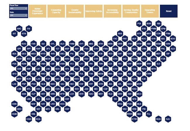 View a data visualization of the airports receiving funding at https://www.faa.gov/bil/airport-terminals