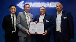 From L to R: Jonas Yap, Embraer Frank Stevens, Vice President MRO Services, Embraer Services and Support. Thomas Kennedy, Managing Director of Fokker Services Asia Leon Kouters, Vice President Marketing and Sales at Fokker Services Group