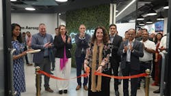 Collins Aerospace Chief Information Officer (CIO) Mona Bates cuts the ribbon during the inauguration of the India Digital Technology Center in Bengaluru. Collins Aerospace Chief Information Officer (CIO) Mona Bates cuts the ribbon during the inauguration of the India Digital Technology Center in Bengaluru.