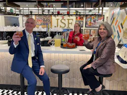MIA Director and CEO Ralph Cutié and Mayor Daniella Levine Cava enjoy Arnold Palmers at the Jackson Soul Food ribbon-cutting ceremony.