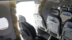 As the aircraft reached 16,000 feet, a door plug detached from the aircraft, resulting in rapid decompression, on Alaska Airlines Flight 1282 from Portland, Oregon, to Ontario, California. As the aircraft reached 16,000 feet, a door plug detached from the aircraft, resulting in rapid decompression, on Alaska Airlines Flight 1282 from Portland, Oregon, to Ontario, California.