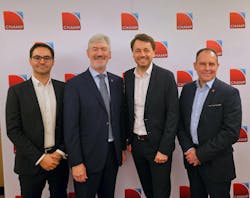 From left, Lucas Fernandez, CHAMP VP of Innovation and Insights, Chris McDermott, CHAMP CEO, Marvin Ehrmann, Head of Airbus' OpenCargoLab, and Stephane Noll, CHAMP Head of Engagement and Transformation. From left, Lucas Fernandez, CHAMP VP of Innovation and Insights, Chris McDermott, CHAMP CEO, Marvin Ehrmann, Head of Airbus' OpenCargoLab, and Stephane Noll, CHAMP Head of Engagement and Transformation.