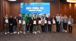 Representatives of Hactl&rsquo;s office tenants receive their official Pledge Certificates at the Green Terminal Pact Launch Ceremony. Tenants occupying over 70 percent of SuperTerminal 1&rsquo;s rented office space have already committed to the Pact.