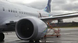 Image from the NTSB investigation of the Jan. 5 accident involving Alaska Airlines Flight 1282 on a Boeing 737-9 MAX. Captured on Jan. 7.