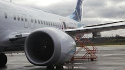 Image from the NTSB investigation of the Jan. 5 accident involving Alaska Airlines Flight 1282 on a Boeing 737-9 MAX. Captured on Jan. 7.