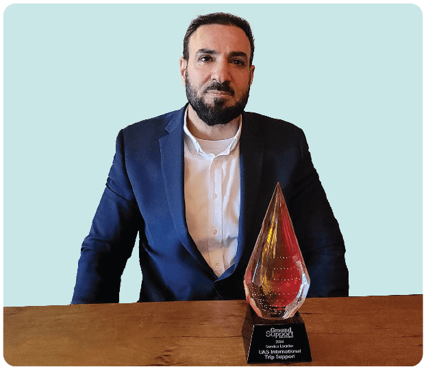 Abdul Charafeddin, executive vice president &ndash; Americas, at UAS, accepted the Service Leader of the Year award on behalf of the company.