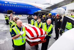 Alaska Airlines flies one of the last Pearl Harbor survivors to his final resting place.