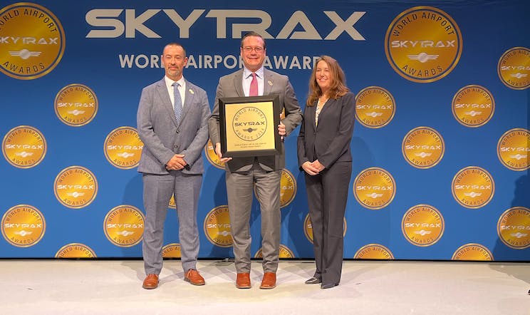 Sam Rea, Assistant Director and Terminal Manager of Bush Airport Terminal A; Jim Szczesniak, Director of Aviation for Houston Airports; Dawn Hoffman Assistant Director and Terminal Manager of Hobby Airport.