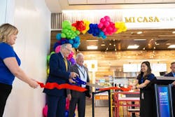 Alan Wapner, President of the Ontario International Airport Authority Board of Commissioners, cuts the ribbon for the new Mi Casa restaurant in Terminal 4 at ONT.