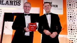 Miles Garner (left), Aurrigo International plc, with Kurt Jacobs, Made in the Midlands. Miles Garner (left), Aurrigo International plc, with Kurt Jacobs, Made in the Midlands.