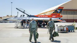 Secretary of the Air Force Frank Kendall prepares to fly in the X-62 VISTA during a visit to Edwards Air Force Base, Calif., May 2, 2024.