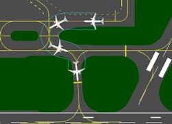 At Montgomery Regional Airport, the FAA identified two “hotspots”, or areas with a potential risk of runway incursion or collision exists. The airport designers worked with FAA to ensure pilots must make a conscious turn and enhanced lighting and signage in this area to heighten situational assessment. Upon completion of the project, the geometry was no longer listed as a hotspot. At Montgomery Regional Airport, the FAA identified two “hotspots”, or areas with a potential risk of runway incursion or collision exists. The airport designers worked with FAA to ensure pilots must make a conscious turn and enhanced lighting and signage in this area to heighten situational assessment. Upon completion of the project, the geometry was no longer listed as a hotspot.