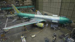 A Boeing 767-300F is built for FedEx at the Everett factory, Wednesday, Jan. 26, 2022, in Washington. A Boeing 767-300F is built for FedEx at the Everett factory, Wednesday, Jan. 26, 2022, in Washington.