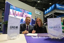 Omar Hosary UAS Co-Founder and CEO, and Nancy Bsales, COO, 4Air at EBACE 2024 Omar Hosary UAS Co-Founder and CEO, and Nancy Bsales, COO, 4Air at EBACE 2024