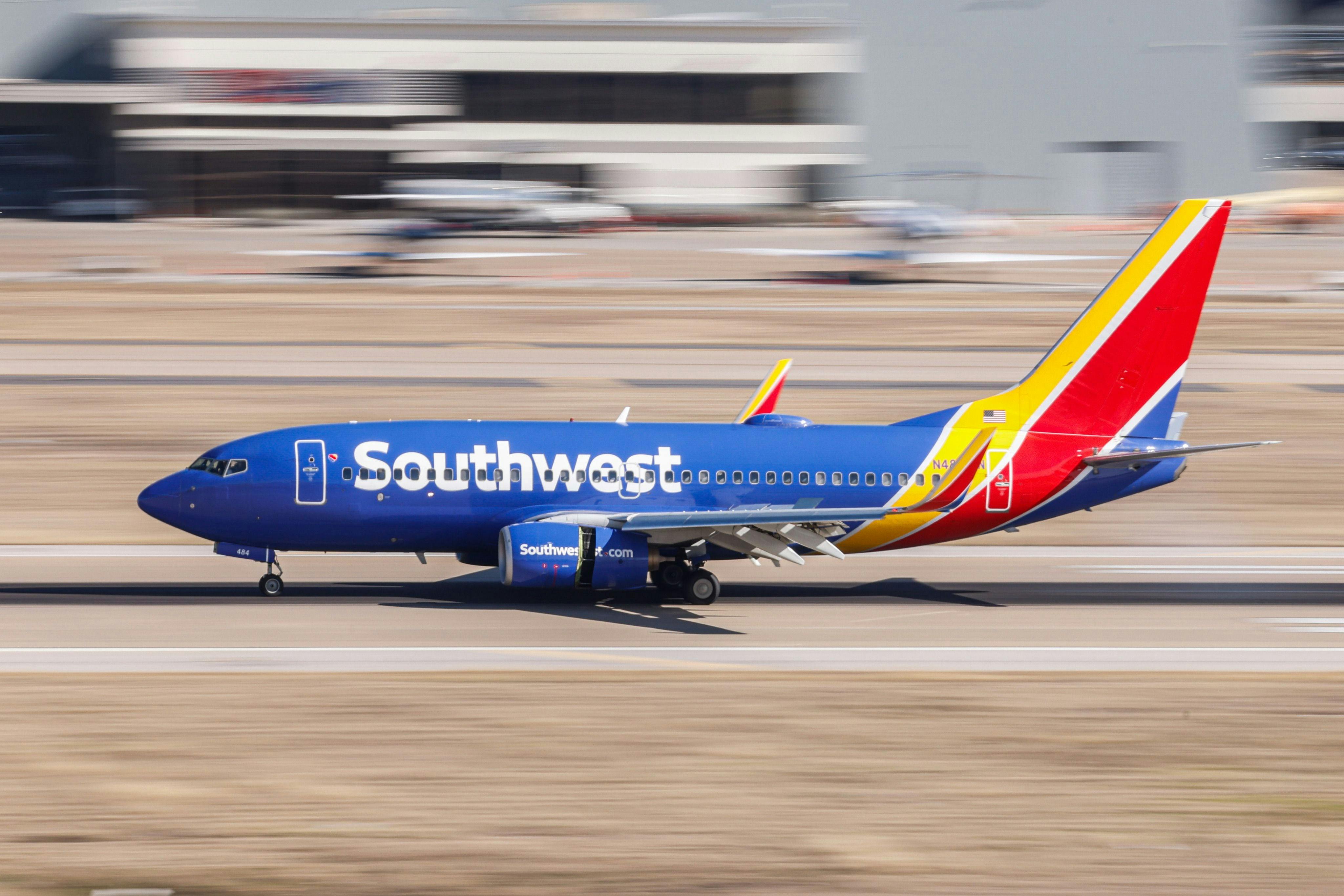 A Southwest Airlines plane about to take off at Dallas Love Field airport in Dallas on Wednesday, Jan. 4, 2023.