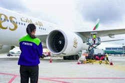 Emirates using Neste SAF at Singapore Changi Airport. Emirates using Neste SAF at Singapore Changi Airport.