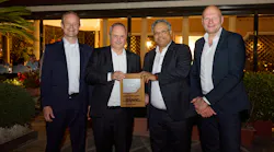 Frank Bauer, CFO, Labor Director of Lufthansa Cargo, Michael Blaufuss, SVP Global StarBroker, DHL Global Forwarding, Ashwin Bhat, CEO of Lufthansa Cargo, and Dietmar Focke, COO of Lufthansa Cargo