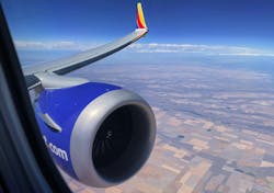 A Boeing 737 MAX 8 operated by Southwest Airlines flies over Ritzville, Washington, on July 16, 2021.