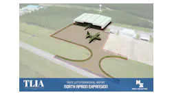 The North Apron Expansion and Taxiway Connector is an approximate $7 million expansion project designed to add 15,000 square yards of apron space for parking aircraft and provide frontage for the development of new aircraft hangars, as well as 2,700 square yards of connector taxiway to provide access between the apron and the existing parallel taxiway.