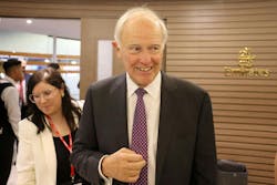President of UAE's Emirates airline, Tim Clark, smiles during a roundtable on the sidelines of Arabian Travel Market in Dubai May 2, 2023. President of UAE's Emirates airline, Tim Clark, smiles during a roundtable on the sidelines of Arabian Travel Market in Dubai May 2, 2023.
