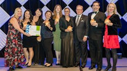 L-R: Heather Shelbrack, C.M., Chair, Marketing, Communications & Customer Experience Steering Group, ACI-NA; Gina Robles, SJC; Monique Yamamoto, SJC; Jill Stone, SJC; Kayla Renelle, SJC; Ana Maria State, SJC; Kevin M. Burke, President and Chief Executive Officer, ACI-NA; Scott Wintner, SJC; Julie Jarratt, SJC