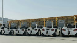 Charging away from the gate can reduce congestion and allow for more extensive charging infrastructure, accommodating more equipment simultaneously. Charging away from the gate can reduce congestion and allow for more extensive charging infrastructure, accommodating more equipment simultaneously.