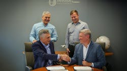 Front: Ralph Vasami, CEO, Universal and Kevin Sutterfield, ForeFlight Chief Revenue Officer Back: Charlie Mularski, COO, Universal and Alex Smythers, ForeFlight VP of Business Development and Strategy Front: Ralph Vasami, CEO, Universal and Kevin Sutterfield, ForeFlight Chief Revenue Officer Back: Charlie Mularski, COO, Universal and Alex Smythers, ForeFlight VP of Business Development and Strategy