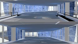 , Blue Moon (Theia), at Sacramento International Airport reimagines the Moon’s creation, blending science and mythology to immerse travelers in a cosmic narrative. Featuring translucent moon imagery, meteorite-inspired terrazzo flooring, and a celestial blue-lit space, the artwork transforms the pedestrian walkway into an otherworldly experience. , Blue Moon (Theia), at Sacramento International Airport reimagines the Moon’s creation, blending science and mythology to immerse travelers in a cosmic narrative. Featuring translucent moon imagery, meteorite-inspired terrazzo flooring, and a celestial blue-lit space, the artwork transforms the pedestrian walkway into an otherworldly experience.