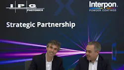 Pictured at the official signing ceremony to finalize the partnership are Jorrit van Rijn, Marketing Director of AkzoNobel’s Powder Coatings business (left) and Andrey Mashkin, VP of Operations Europe and Managing Director of IPG Photonics (right).