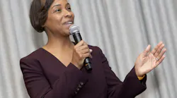 Attorney General Andrea Campbell speaks at a meeting last week with the Greater Boston Chamber of Commerce.
