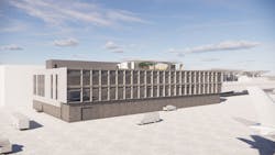 Rendering of the new administration building. Rendering of the new administration building.