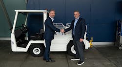 Steve Thody, CEO of JFK Millennium Partners (left) shakes hands with Jared Verano, CEO of Fortbrand Services. Steve Thody, CEO of JFK Millennium Partners (left) shakes hands with Jared Verano, CEO of Fortbrand Services.