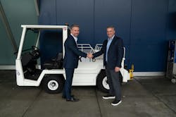 Steve Thody, CEO of JFK Millennium Partners (left) shakes hands with Jared Verano, CEO of Fortbrand Services. Steve Thody, CEO of JFK Millennium Partners (left) shakes hands with Jared Verano, CEO of Fortbrand Services.