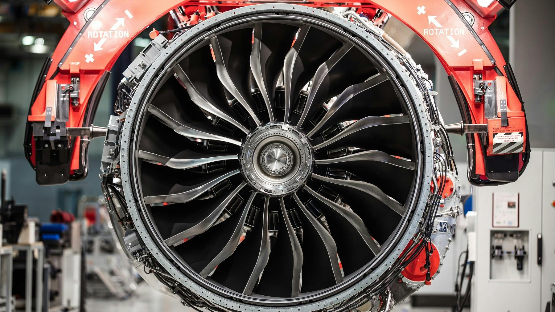 a close-up shot of an airplane engine